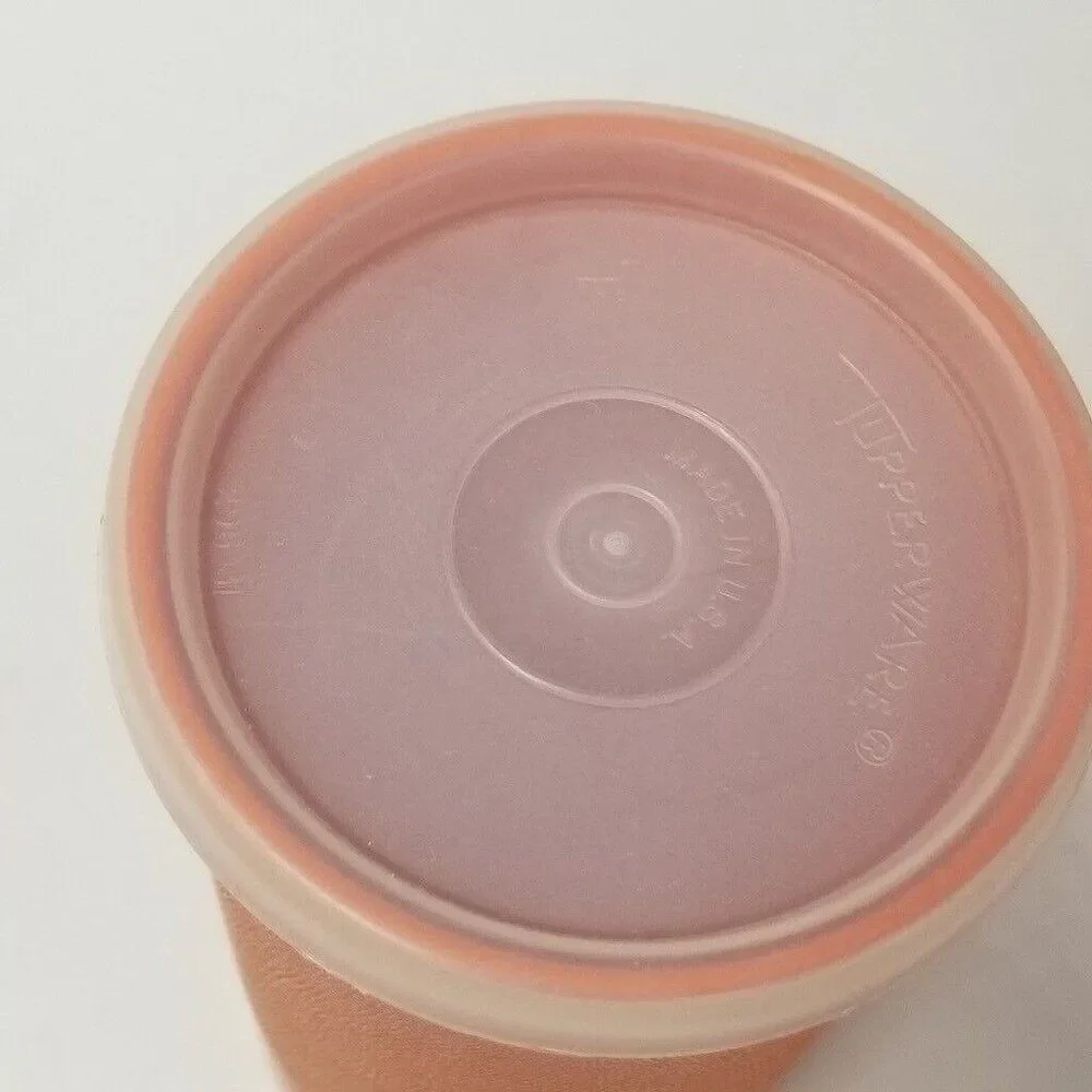 Vintage Tupperware Square Container 1516-4 Tumbler 1320 Lid 873-20 Orange Lot 5